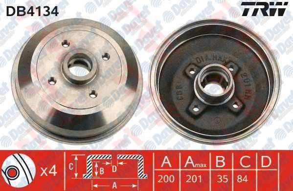 TRW DB4134 Arka Fren Kampanasi  Absli Araclar Icin  Corsa B Tigra 1.4-1.6 96>